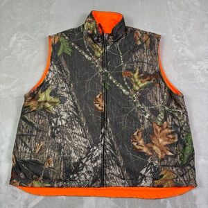 Woolrich Men’s XL Reversible Camo Orange Hunting Vest Zip Pockets Outdoors